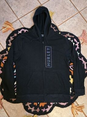 🔥🔥Hurley Black Zip Hoodie with Holographic Purple Logo🔥🔥 Size L